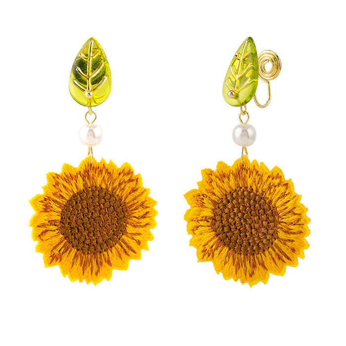 Wholesale Niche fabric earrings with artistic temperament, ear clips without ear holes
