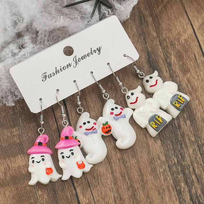 Wholesale Halloween Series Pumpkin Ghost Acrylic Earring Set JDC-ES-JunJie014