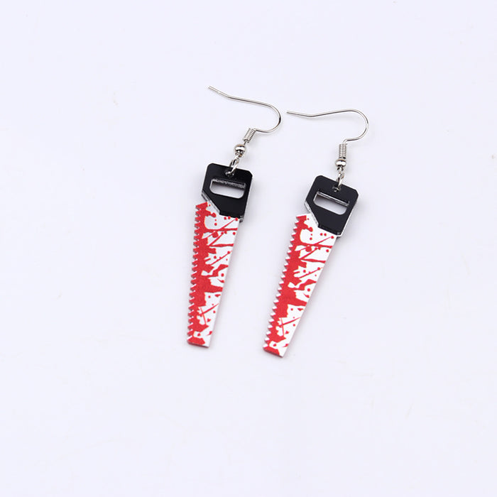 Wholesale Acrylic Printed Blood Color Knife Earrings Personalized   Earrings
