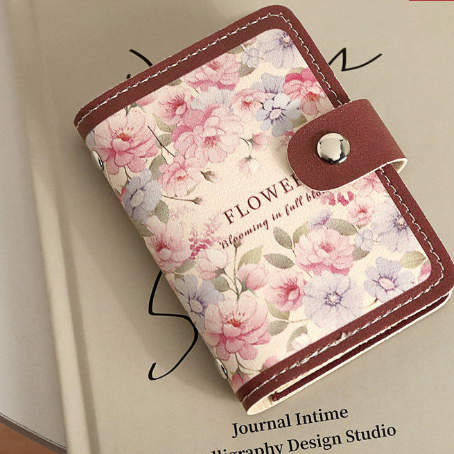 Wholesale Flower Oil Painting Card Bag Women's Retro Style Multi-Card Bank Card Bag Certificate Bag Women's Large Capacity Card Bag