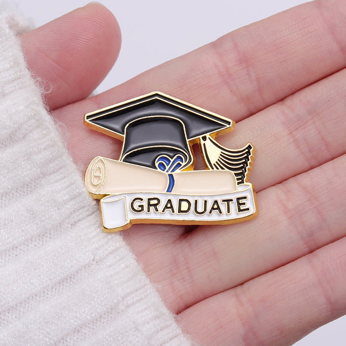 Wholesale Graduation Season Bachelor's Cap Shaped Metal Paint Badge JDC-BC-XuX001