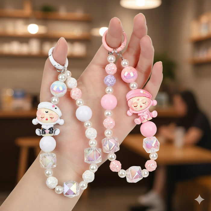 Wholesale Cartoon Beaded Mobile Phone Chain Keychain
