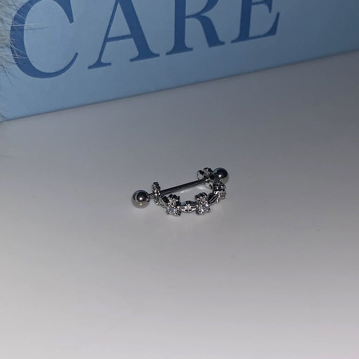 Wholesale  Blue Cross Snowflake Drop Ear Bone Nail Titanium Steel U-shaped Cross Ear Ring Stacked with Double Blue Earrings for Women