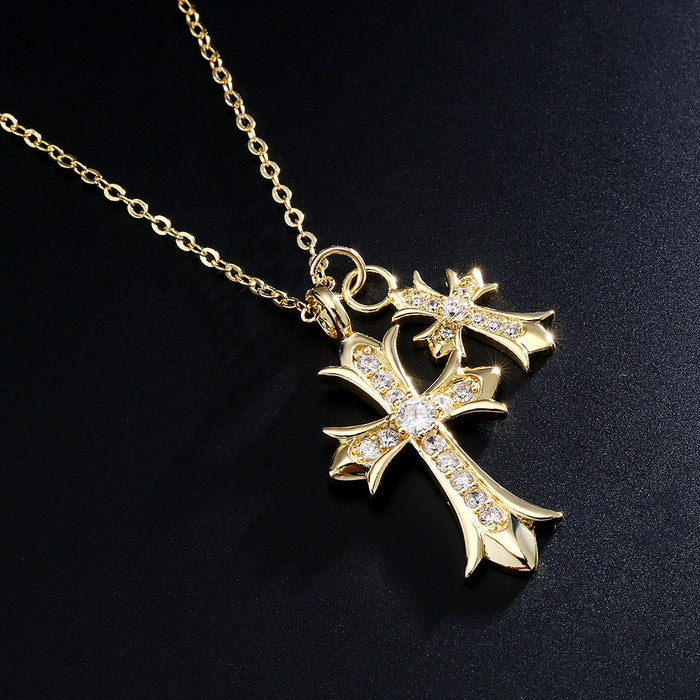 Wholesale Fashion Punk Double Cross Necklace