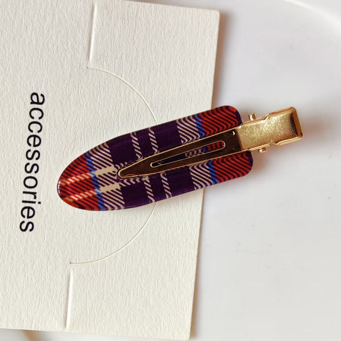 Wholesale Burgundy bow checkered bangs hair clip