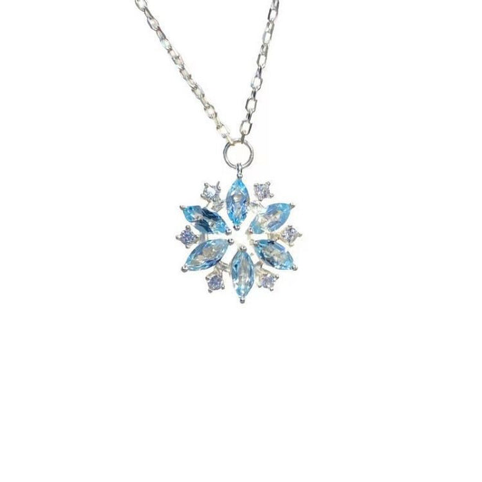 Wholesale Diamond Sky Blue Glass  Necklace Women Diamond Necklace