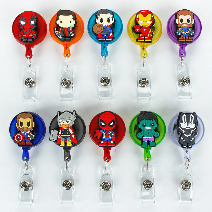 Wholesale Cartoon Badge Scroll Retractable Keychain JDC-KC-LuoKe008