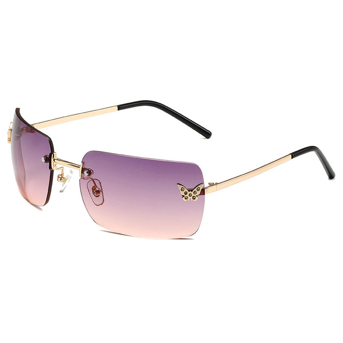 Wholesale Frameless Butterfly Diamond PC Sunglasses JDC-SG-HongR018