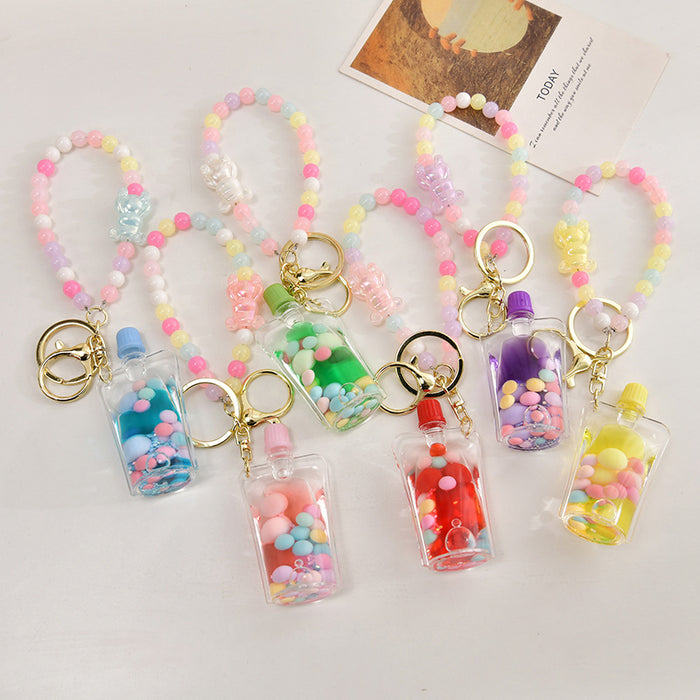 Wholesale Acrylic Liquid Oil Jelly Cup Keychain JDC-KC-ShuangD008