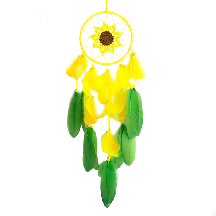 Wholesale Crocheted Sunflower Dream Catcher Baby Mobile Feather Wind Chime Decorative MOQ≥2