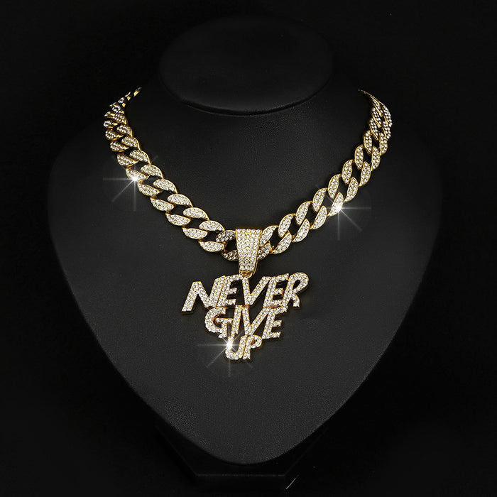 Wholesale Letters NEVE RGIVE UP Alloy Men's Necklace JDC-NE-QingR010