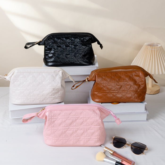 Wholesale Large Capacity PU Leather Cosmetic Bag With Partitioned Storage Customizable Logo White Ins Style Travel Toiletry Organizer Gift