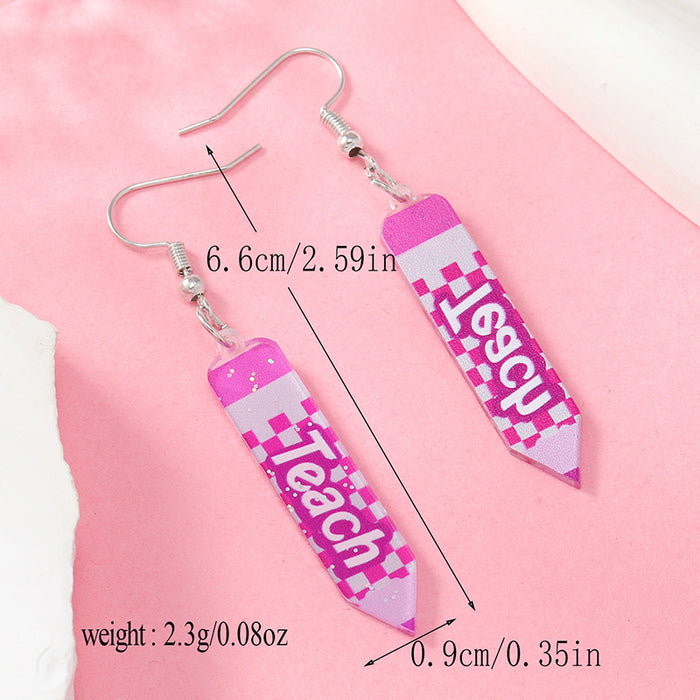 Wholesale Love Lady Apple Teacher Acrylic Earrings JDC-ES-FSY001