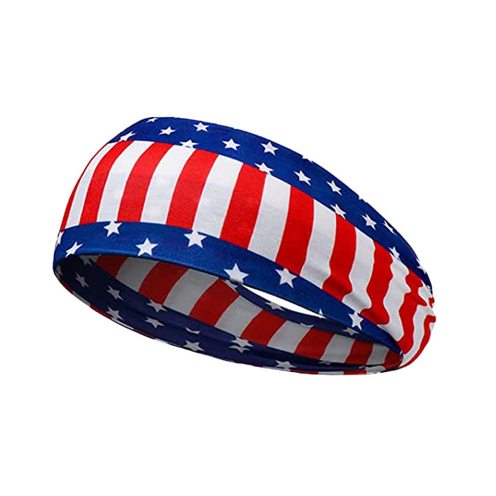 Wholesale American Flag Independence Day Stars Knotted Sweat Absorbent Sports Bundle Fabric Headband JDC-HD-YunQ002