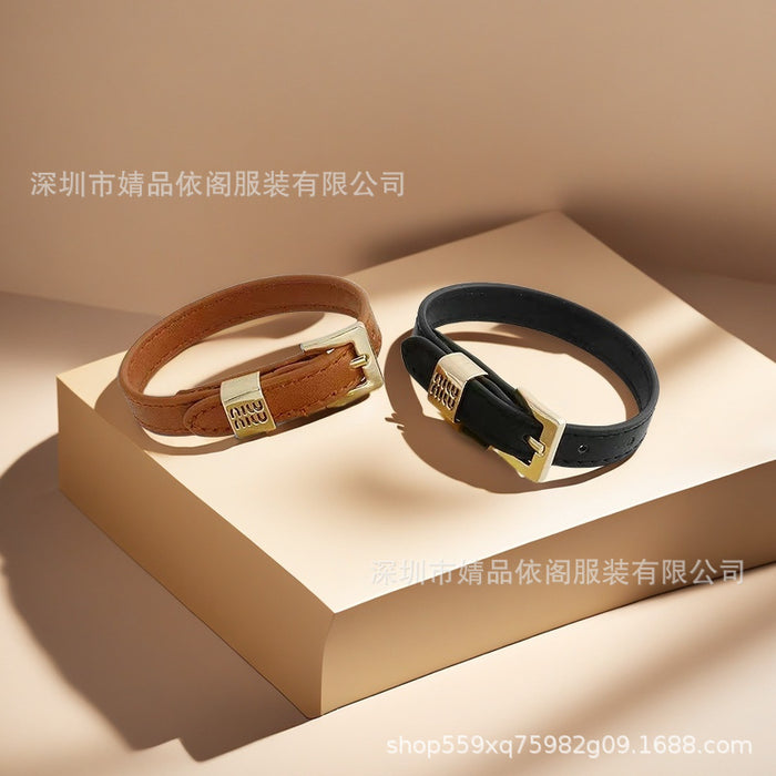 Wholesale Microfiber genuine leather bracelet, alloy belt buckle, personalized letter wristband bracelet