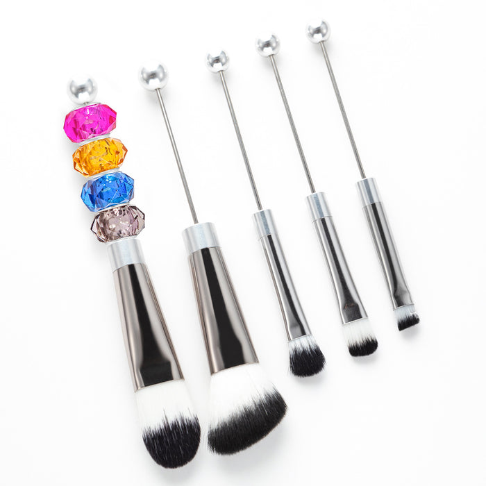 Wholesale Rose Red Blush Brush Loose Powder Brush Oblique Head Eyeshadow Brush Beauty Tools Beadable Metal DIY Makeup Brush Set JDC-MB-HuaH002