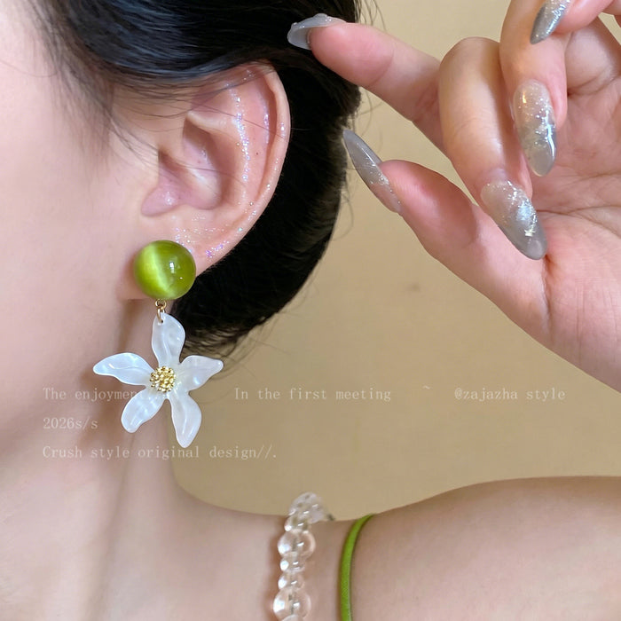 Wholesale Floral Dreams Bohemian Gardenia Earrings for Women Summer Beach Vacation Style Earrings