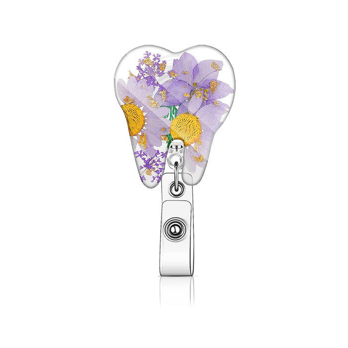 Wholesale Acrylic Tooth Dried Flower Scroll Keychain JDC-KC-ZhuoJin008