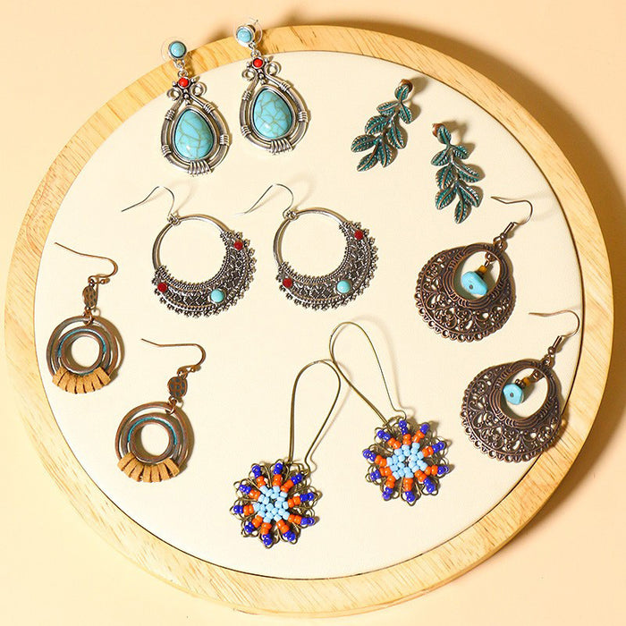 Wholesale Bohemian Geometric Hollow Tassel Earrings for Party Fashion Accessory MOQ≥2