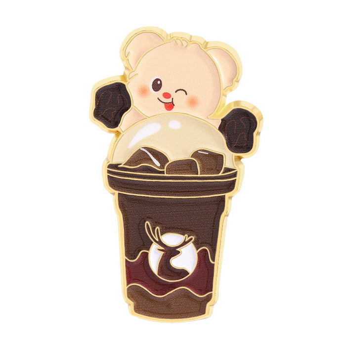 Wholesale Cartoon Coffee Cup Shape Brooch Pin Set Zinc Alloy Decorative Accent