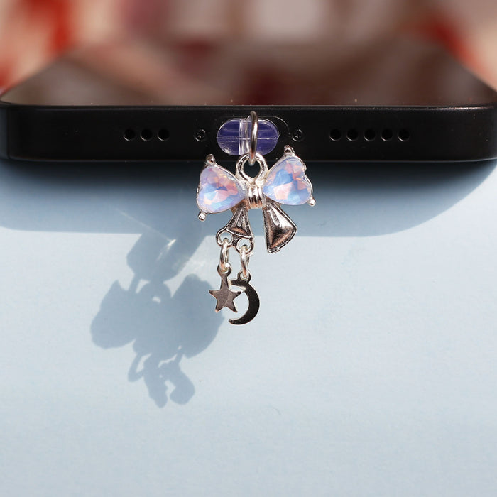 Wholesale Metal heart-shaped flower planet pendant phone dust plug