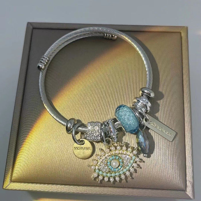 Wholesale stainless steel wire devil's eye bracelet