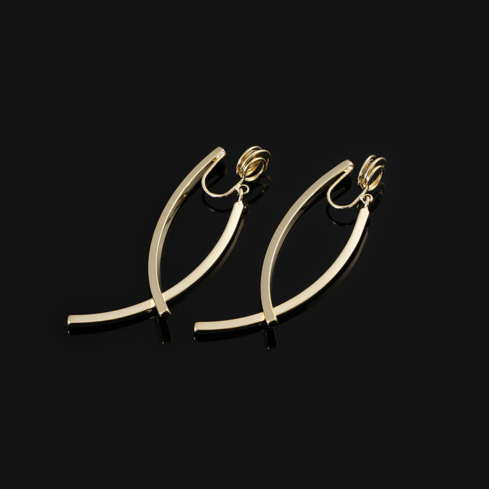 Wholesale coil ear clip metal glossy cross stud earrings Silver Needle