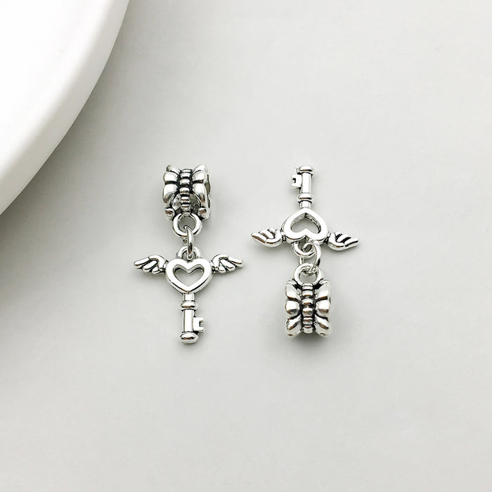 Wholesale Zinc alloy simulated maple leaf high-heeled shoe series large hole bead DIY beads pendant