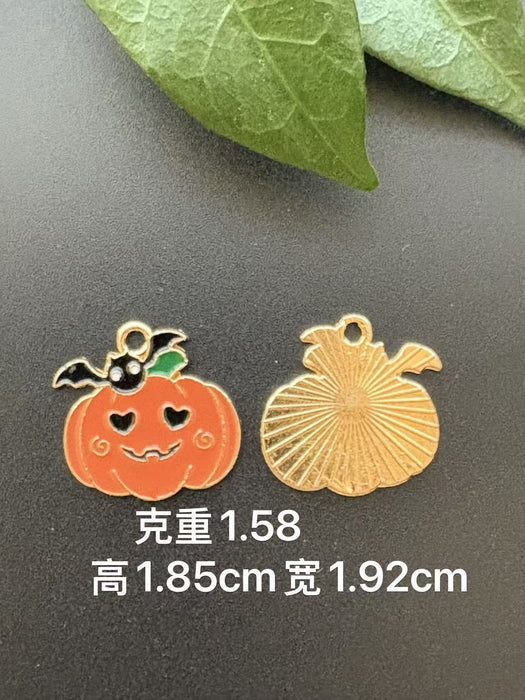 Wholesale  Pumpkin Head DIY Jewelry Accessories Yellow Zinc Alloy Charms For Necklace Bracelet Earrings Keychain Party Gift