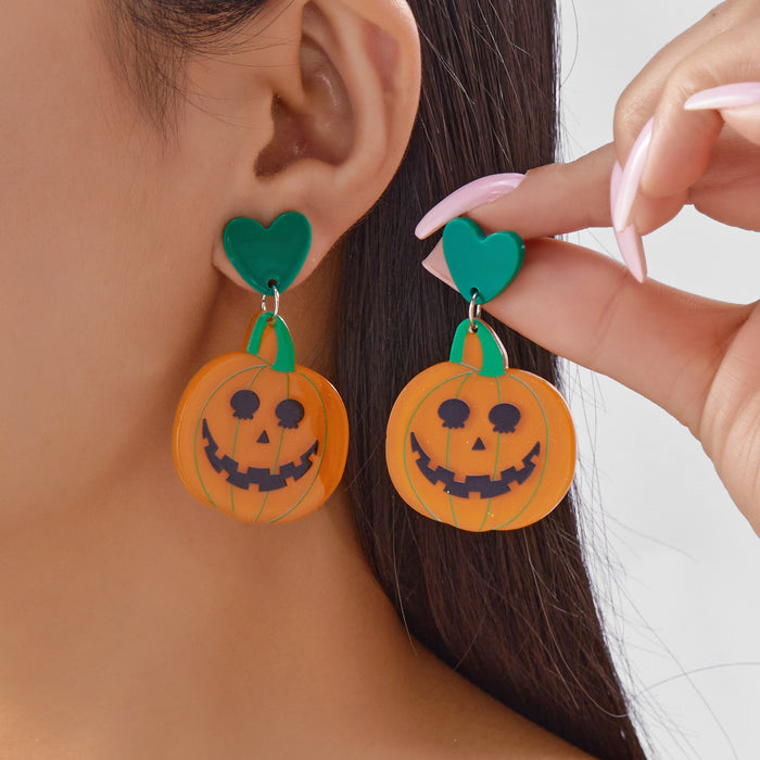 Wholesale  Creative Bat Pumpkin  Ghost Asymmetrical Acrylic Earrings