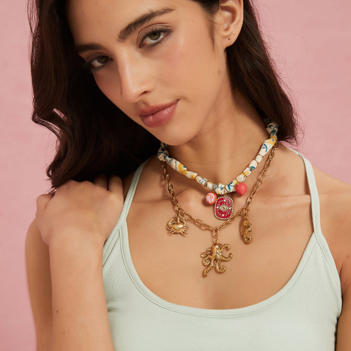 Wholesale New fashionable and personalized stainless steel necklace paired with ocean style pendant color preservation wholesale