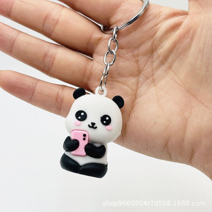 Wholesale Cute Panda Keychain Doll Cartoon Schoolbag Pendant