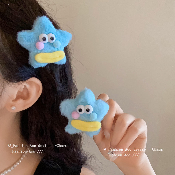 Wholesale  Cartoon Star Smiley Plush Hairpin Side Duckbill Clip All-match New Hairpin Hair Accessories