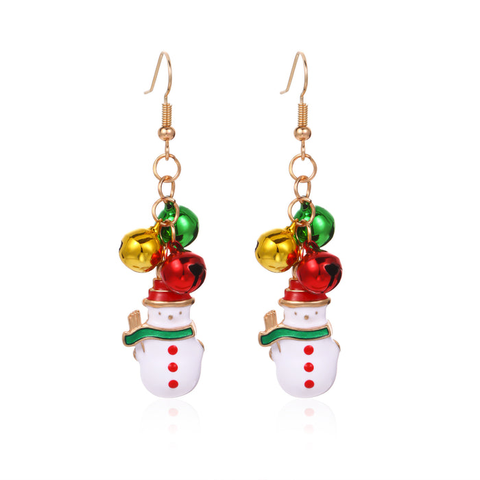 Wholesale 3pcs Christmas Series Christmas Tree Grass Ring Bell Gingerbread Man Zinc Alloy Earrings JDC-ES-BinL011