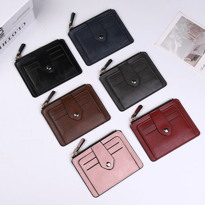 Wholesale Chic Solid Color Card Holder Wallet PU Leather Black Daily Matching Resale MOQ≥2