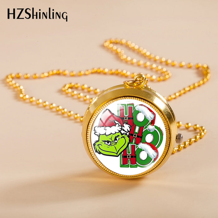 Wholesale Alloy Christmas Monster Grinch Rotating Pocket Watch JDC-PH-XiangL002