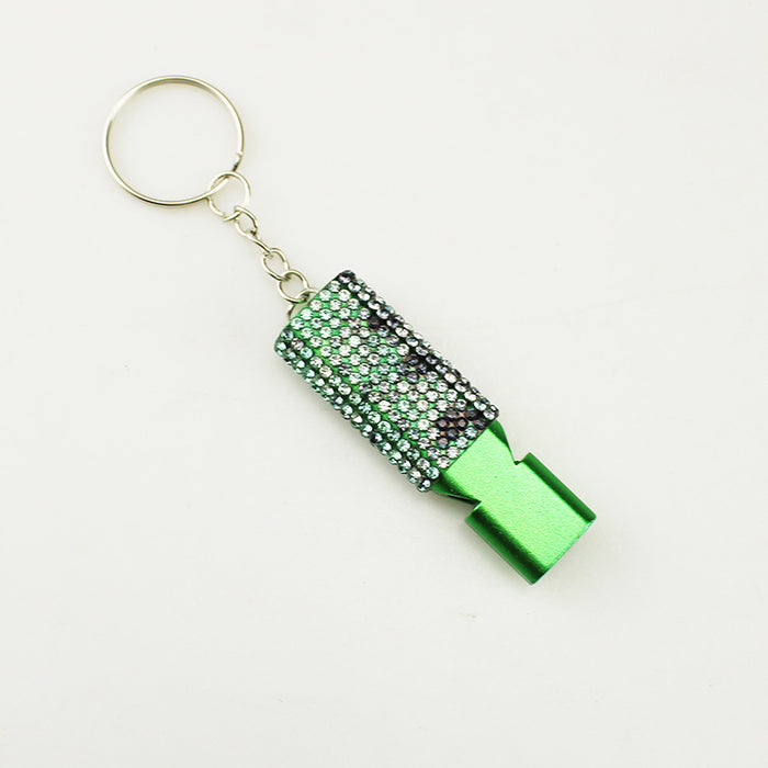 Wholesale Rhinestone Survival Whistle Stylish Grey Metal Emergency Whistle For Keychain Everyday Carry Outdoor Use