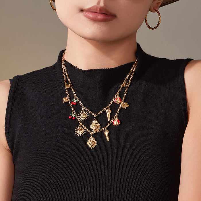 Wholesale Zircon Bee Drip Chili Pepper Clavicle Necklace