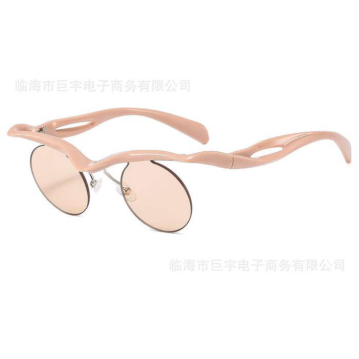 Wholesale Fashionable circular frameless sunglasses designer with a high-end feel, sunshade sunglasses for street photography trend