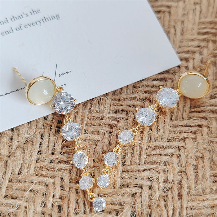 Wholesale Exquisite long zircon earrings with temperament