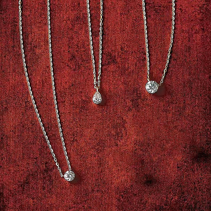 Wholesale   round non-claw diamond necklace 925  silver gold plated 10/20/30 stacked clavicle chain