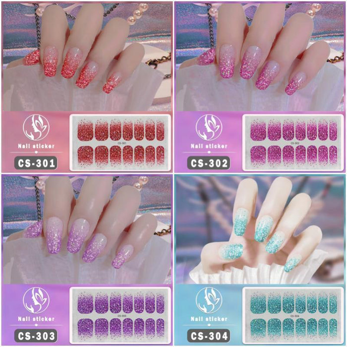 Wholesale Gradient Four-color No-bake Gel Nail Stickers JDC-NS-ARS005