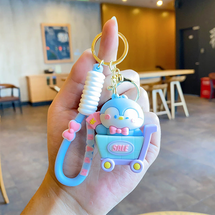 Wholesale Cartoon shopping cart keychain exquisite figurine backpack ornament hanging decoration