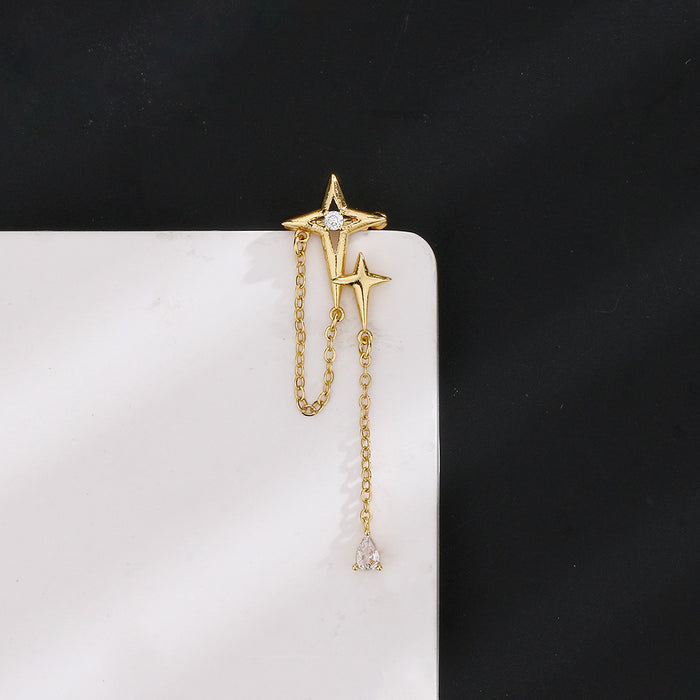 Wholesale No Ear Hole Sparkling Diamond Cross Star Ear Clip Long Personalized Earrings Ear Bone Clip