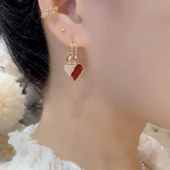 Wholesale Temperament Red Love Earrings Temperament Earrings Niche Design Sense