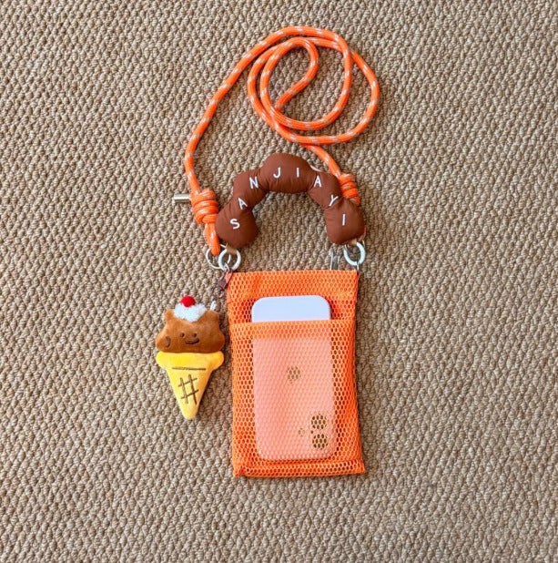 Wholesale Trendy Mesh Phone Bag Mint Green Crossbody Handbag MOQ≥2