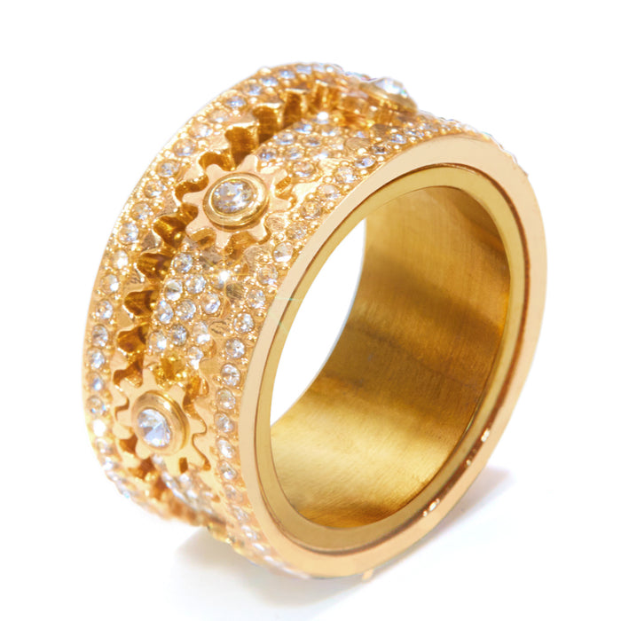 Wholesale gear rotating diamond ring fashion color diamond ring ring