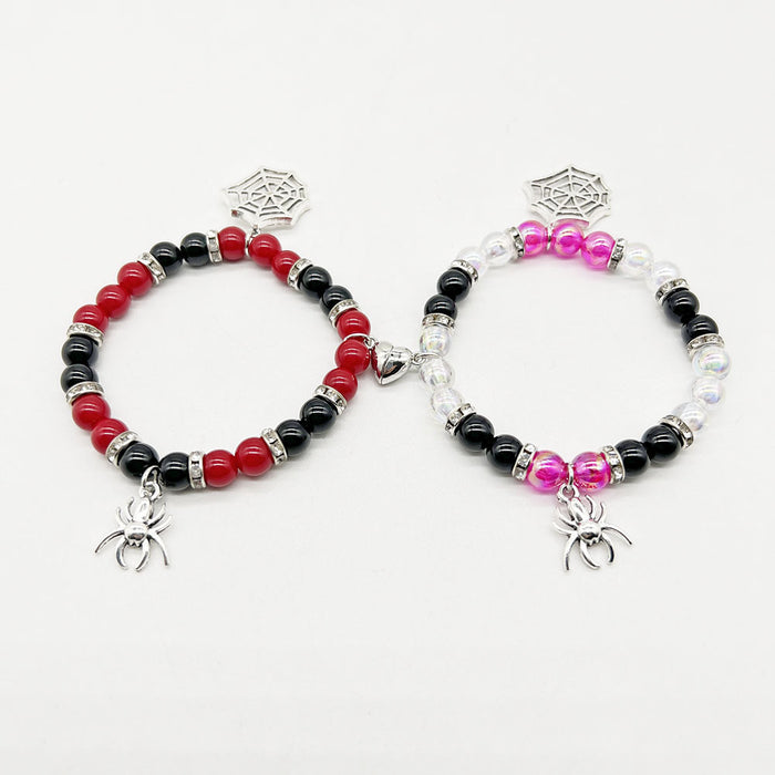 Wholesale  Couple Bracelet Red and Black Beaded Bracelet  Pendant Holiday Gift