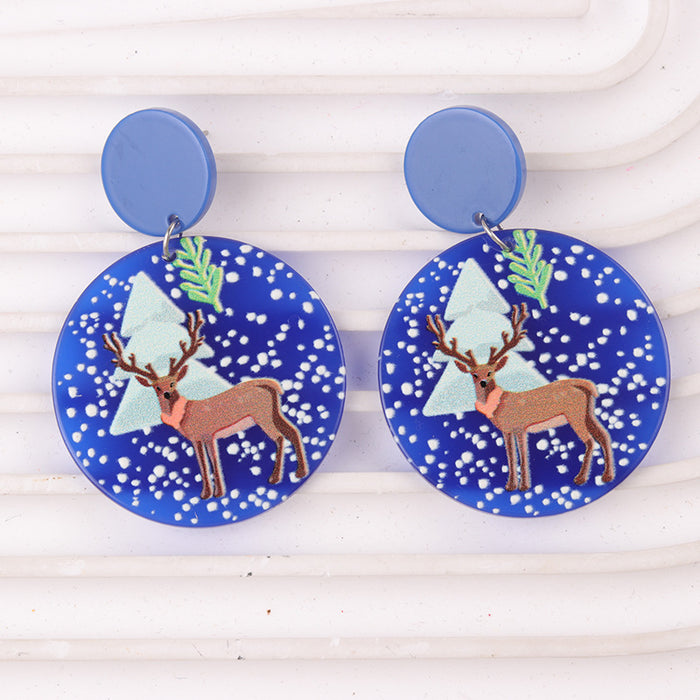 Wholesale Christmas Earrings Elk Christmas Tree Snowman Acrylic Earrings Geometric Earrings Ear Jewelry