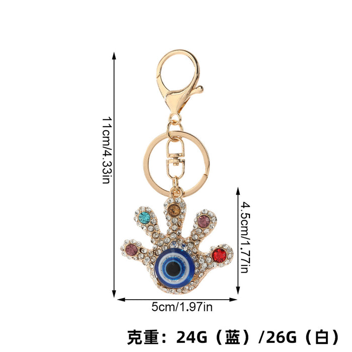 Wholesale Turkish Evil Eye Palm Keychain Zinc Alloy White Bag Charm Resale